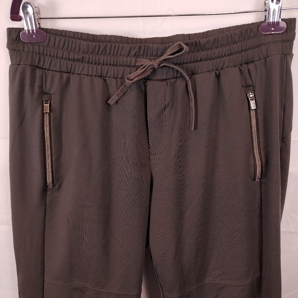 Athleta Dark Grey Elastic Waist Athletic Jogger Pants Zipper Pockets Size Medium